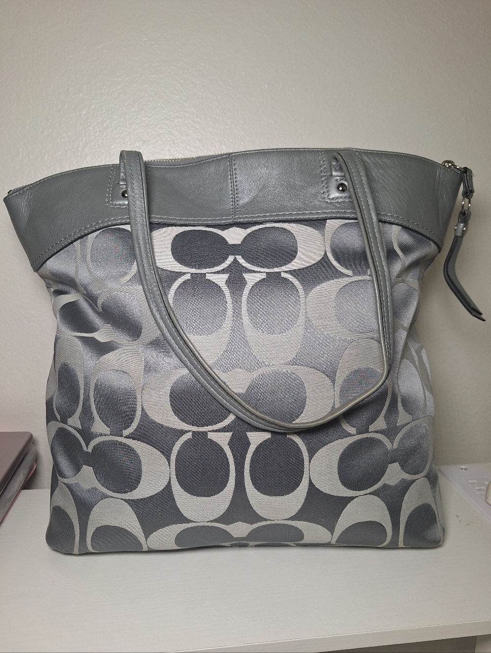 Coach Silver Gray Signature Tote - Picture 7 of 13
